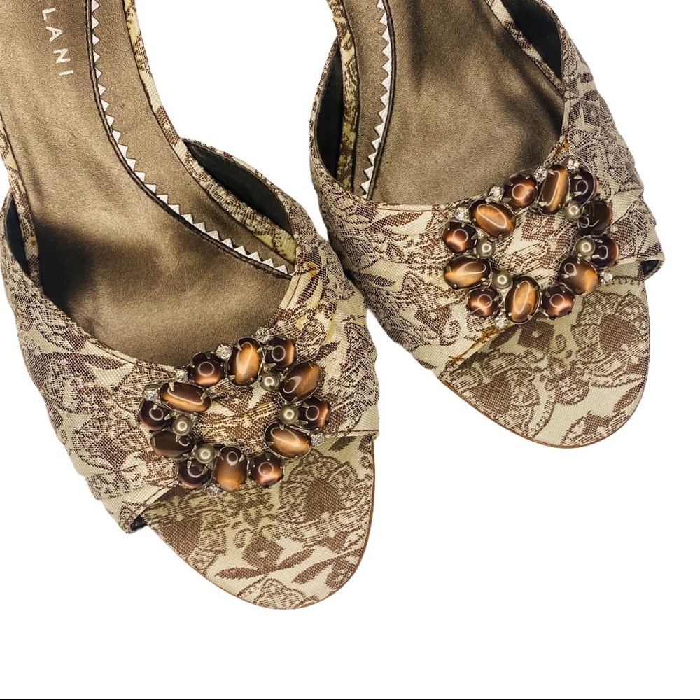 Antonio Melani Open Toe Brown Heels Size 7.5